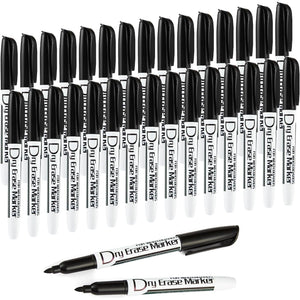 Volcanics Black Dry Erase Markers Low Odor Fine Whiteboard Markers Thin Box of 30