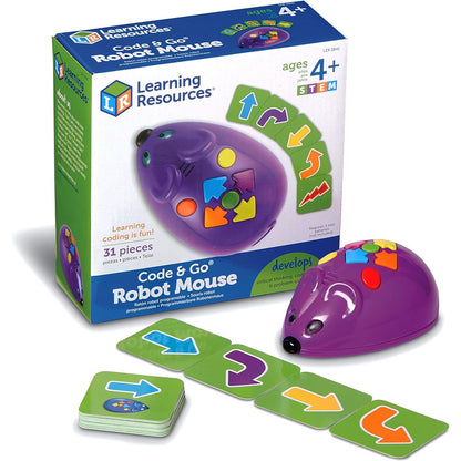 Learning Resources Code & Go Robot Mouse - 31 Pieces, Ages 4+, Coding STEM Toys, Screen-Free Coding Toys for Kids