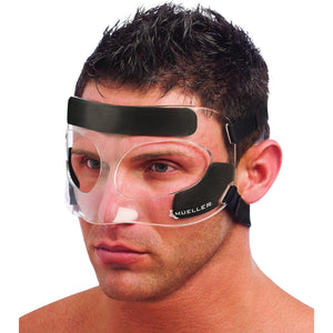 Buy now MUELLER Sports Medicine Face Mask for Men & Women, Adjustable Clear Face Guard, Nose & Cheek Protection for Basketball & Cosmetic Procedures, Shatterproof with Foam Padding, One Size at indiglob india