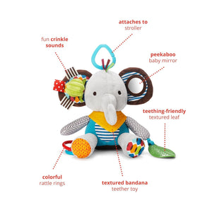 Skip Hop Bandana Buddies Baby Activity and Teething Toy with Multi-Sensory Rattle and Textures, Elephant