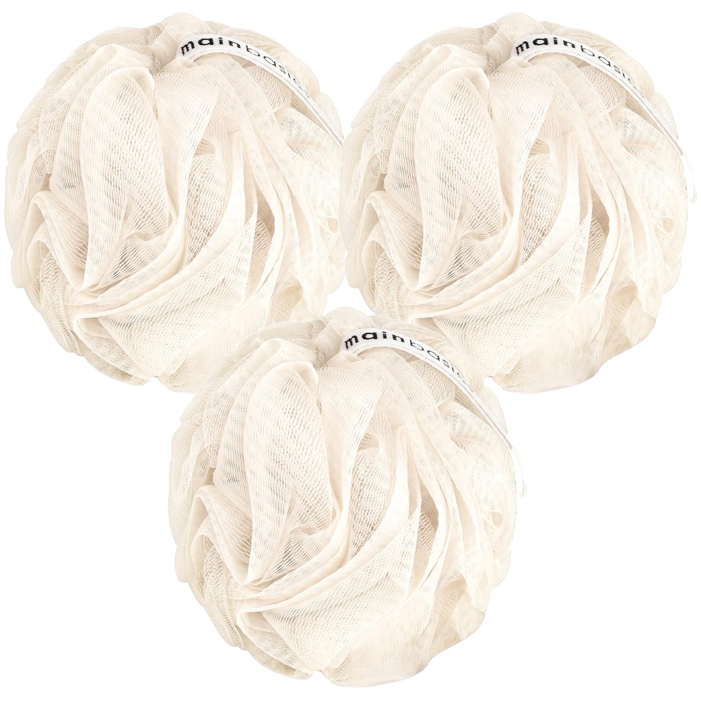 Buy now MainBasics Seaweed Infused Bath Shower Loofah Sponge Pouf Body Wash Scrubber (Set of 3) at indiglob india