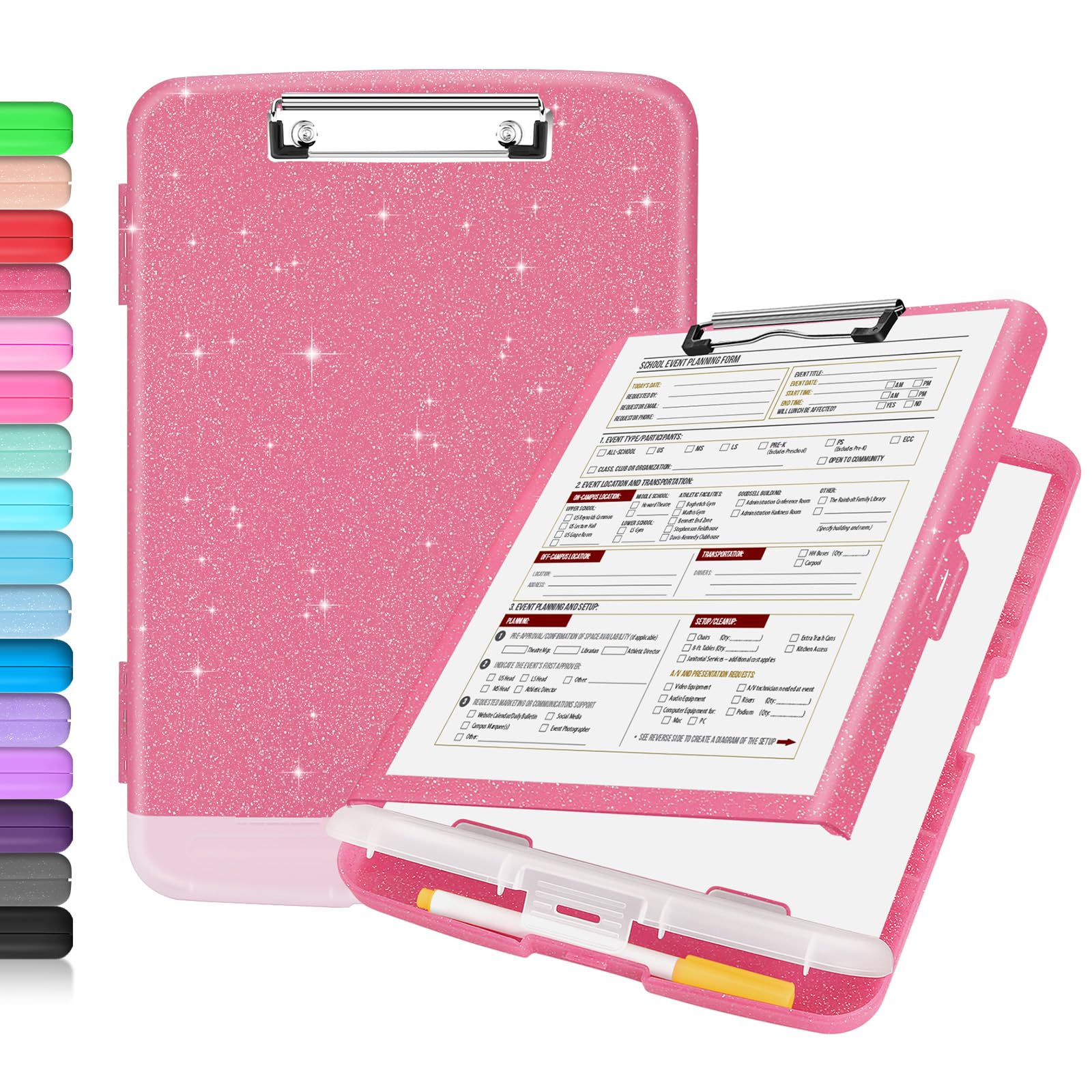 Buy now Sooez Clipboard with Storage, Clip Board 8.5 x 11 with Pen Holder, Plastic Organization Case Box for Letter Legal A4 Size Paper, Low Profile Clip, Nurses Teachers Must Haves, School & Office Supplies at indiglob india