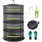 6-Layer Herb Drying Rack, 2ft Plant Hanging Mesh Dry Net with Green Zippers and Bonus Hook