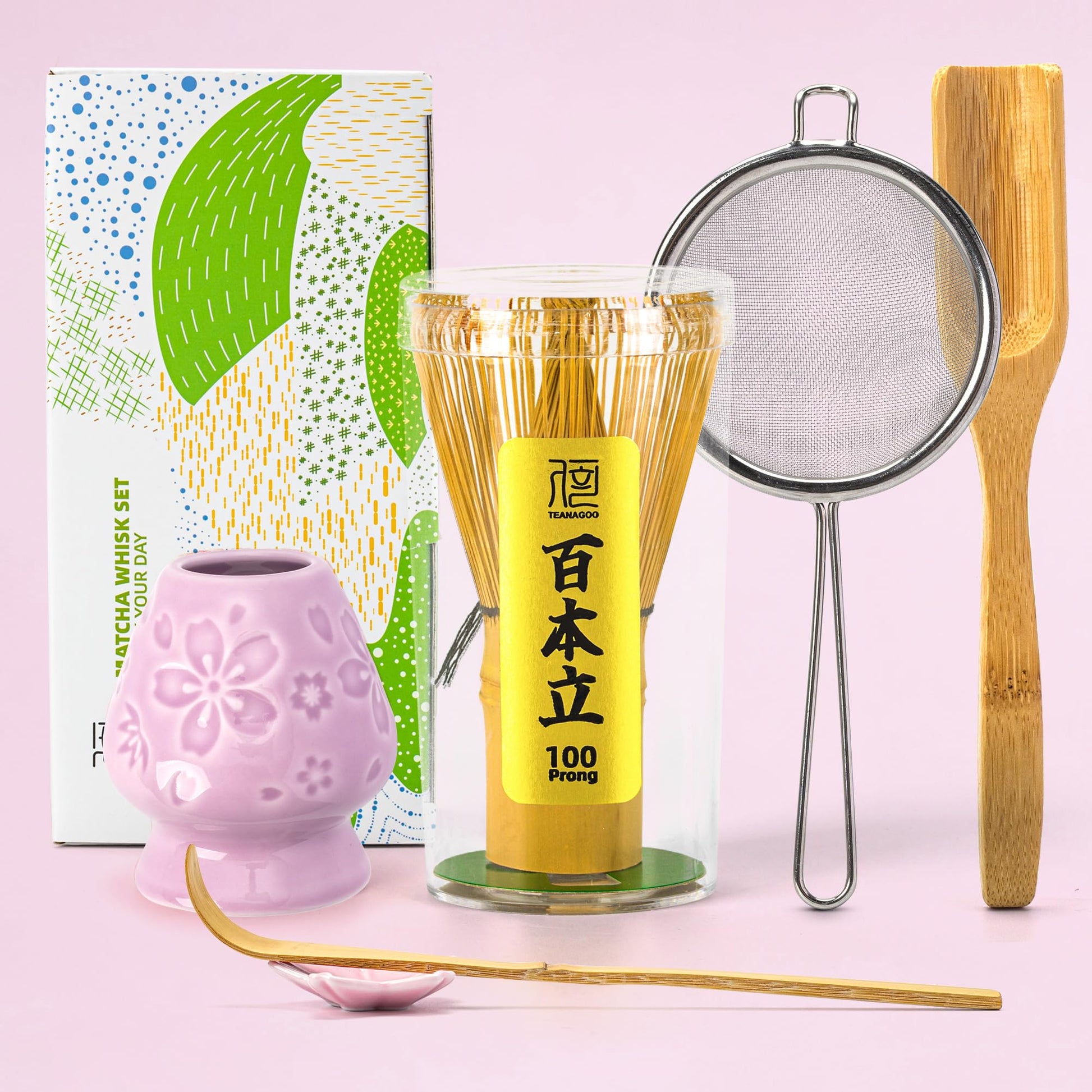 Buy now TEANAGOO MA-01 Japanese Matcha Ceremony Accessory, Matcha Whisk (Chasen), Traditional Scoop (Chashaku), Tea Spoon, Whisk Holder, The Perfect Set to Prepare a Traditional Cup of Matcha.… at indiglob india