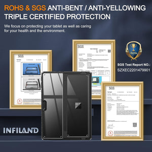 INFILAND Surface Pro 11/10/9 Case, Crystal Clear Multi-Angle Shockproof for Microsoft Surface Pro 11th Edition AI 2024, Work with Surface Pro Signature Keyboard & Slim Pen 2, Mysterious Black