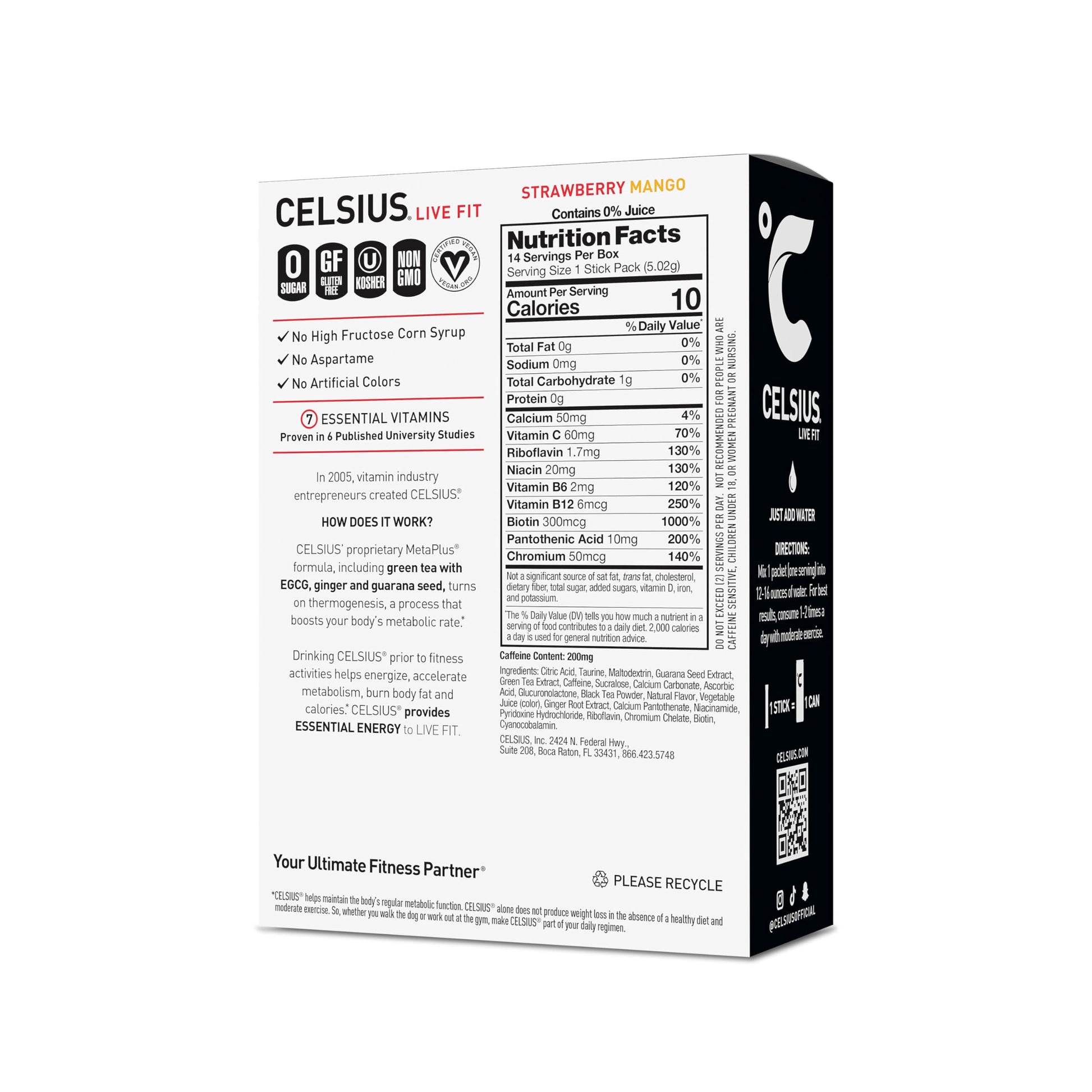 Buy now CELSIUS On The Go Strawberry Mango, Sugar Free Energy Drink Mix (14 Sticks per Pack) at indiglob india