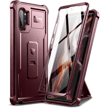 Dexnor for Samsung Galaxy Note 10+ Plus Case, [Built in Screen Protector and Kickstand] Heavy Duty Military Grade Protection Shockproof Protective Cover for Samsung Galaxy Note 10 Plus Black