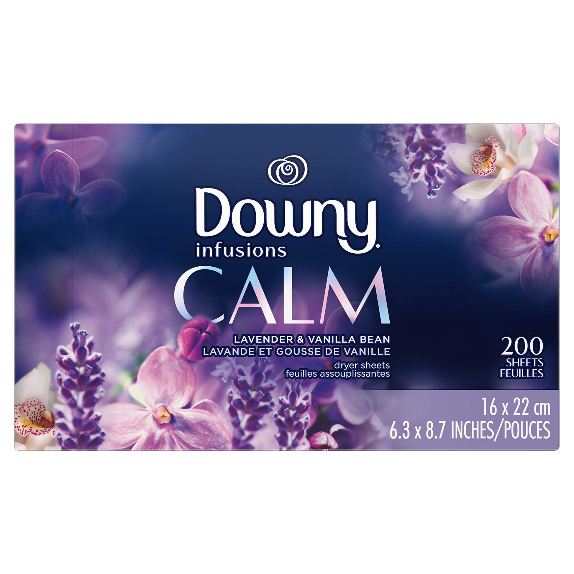 Buy now Downy Infusions Dryer Sheets Laundry Fabric Softener, Calm Scent, Lavender & Vanilla Bean, 200 Count at indiglob india