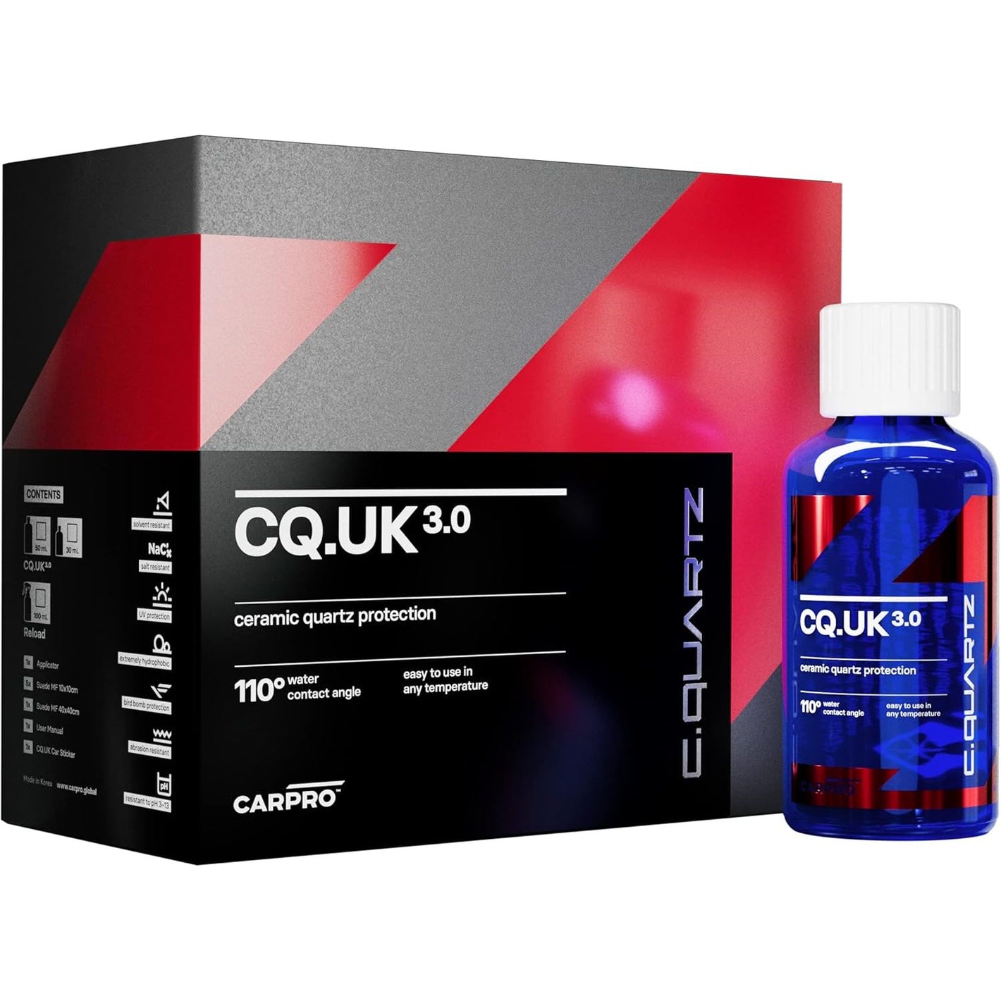 Buy now CARPRO CQUARTZ UK 3.0 - Ceramic Coating for Cars, Quartz Based Nanotechnology, Bonds to Paint, Glass, Metal and Plastic - (30ml Kit) at indiglob india