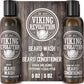 Viking Revolution Beard Care Set with Argan & Jojoba Oils - Softens, Smooths & Nourishes Facial Hair Growth - Peppermint and Eucalyptus Scented Wash & Conditioner (5 oz)