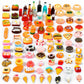 Skylety 100 Pieces Miniature Food and Drinks Toys - Mixed Resin Set for Doll Kitchen Pretend Play - Mini Set for Adults, Teenagers, Doll House - Cute