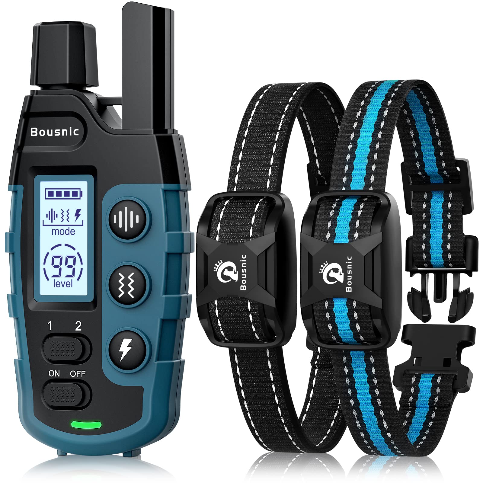 Buy now Bousnic Dog Shock Collar 2 Dogs (5-120Lbs) - 3300 ft Waterproof Training Collar for Dogs Large Medium Small with Rechargeable Remote, Beep (1-8) Vibration (1-16) and Humane Shock (1-99) Modes at indiglob india