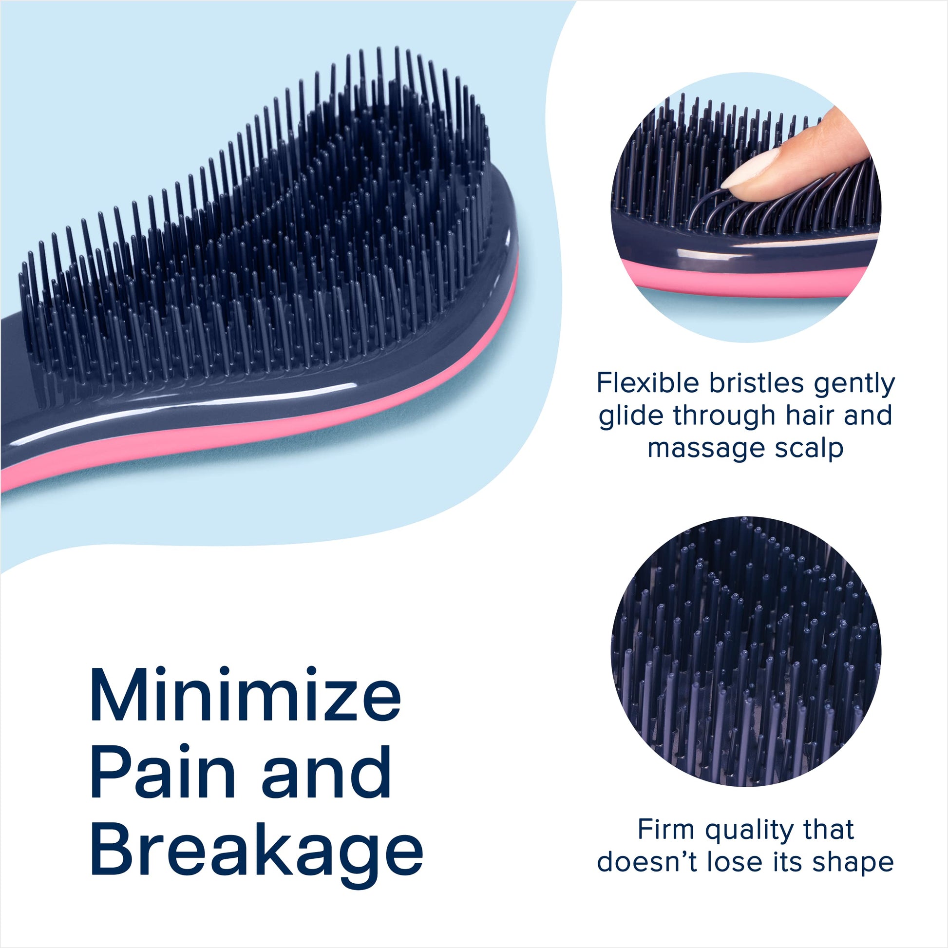 Buy now Crave Naturals Glide Thru Hair Brush - Detangler Brush for Curly, Straight, Wet or Dry Hair - Gentle Detangling Brushes for Adults, Kids, Toddlers - Hair Accessories for Women, 7.5x3" - Pink at indiglob india