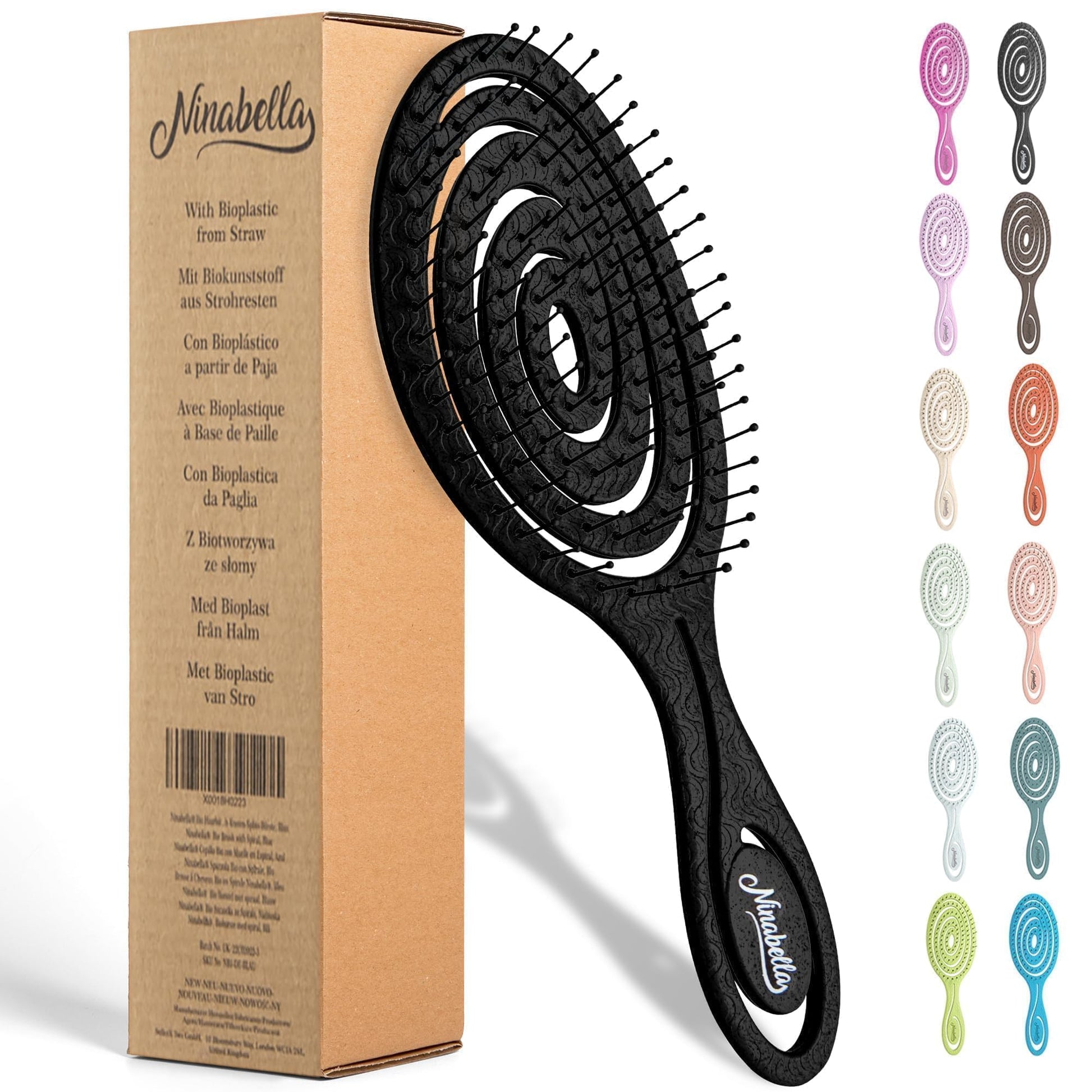 Buy now Ninabella Detangle Hair Brush for Women & Men - Does not Pull - Straightening Brushes for Straight & Curly Hair - Unique Spiral Detangling Hairbrush - Green Regular Black at indiglob india