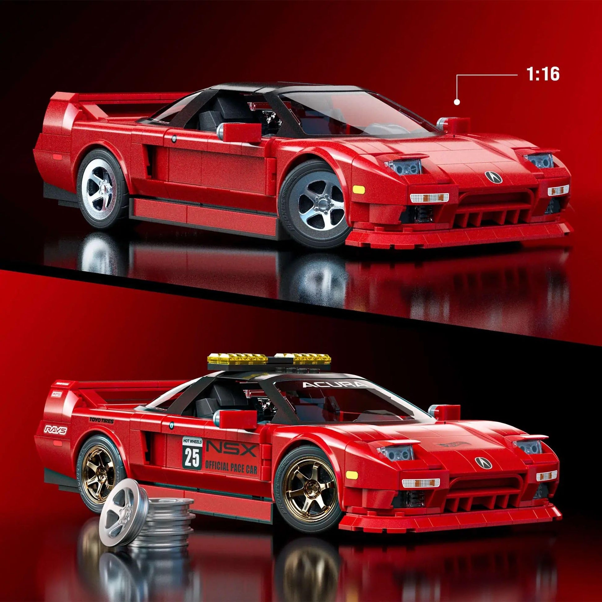 Buy now Hot Wheels 1/16 Honda Acura NSX 1990 Building Kit, 876 Pieces, Includes 1/64 Mini Car, Hot Wheels Mattel at indiglob india