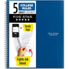 Five Star Spiral Notebook + Study App, 5 Subject, College Ruled Paper, 8-1/2" x 11", 200 Sheets, Fights Ink Bleed, Water Resistant Cover, Amethyst Purple (38748) - Blue