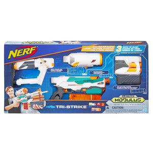 Buy now Nerf Modulus Tri-Strike Blaster, Mega Barrel, Rocket Launcher, Clip, 1 Rocket, Kids Outdoor Games (Amazon Exclusive) at indiglob india