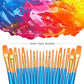 BOSOBO Paint Brushes Set, 2 Pack 20 Pcs Round-Pointed Tip Nylon Hair Artist Acrylic Paint Brushes for Acrylic Painting Oil Watercolor, Face Nail Art, Canvas, Miniature Detailing & Rock Painting, Blue