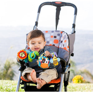 Infantino Stretch & Spiral Activity Toy - Textured Play Activity Toy for Sensory Exploration and Engagement, Ages 0 and Up, Blue Farm