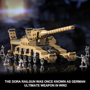 WW2 Army Tank Toys Building Sets Compatible with Lego, Create a German Dora Cannon or 16 Military Vehicles with 20 Toy Soldiers, STEM Toys for Boys Kids Age 6+ Year Old