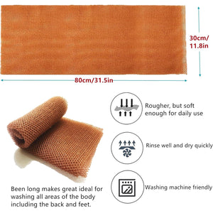 African Net Long Bathing Sponge,Net Exfoliating Back Scrubber for Body,Exfoliating Back Towel,Pack of 1 (Brown)