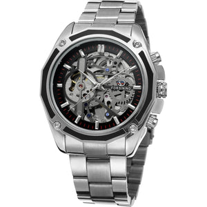 FORSINING Men's Branded Automatic Chinese Movt Stainless Steel Bracelet Unique Watch Clock