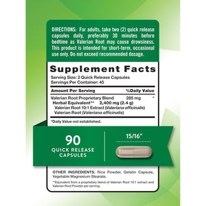 Nature's Truth Valerian Root Capsules | 2400mg | 90 Count | Non-GMO & Gluten Free Supplement
