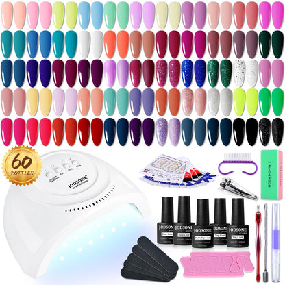Buy now JODSONE 36 PCS Gel Nail Polish Set-32 Colors Gel Polish Kit Base Coat Glossy Matte and Glitter Top Coat Nail Polish Set Green Blue Red Pink Collection Gifts for Women 60KIT 05 at indiglob india