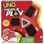Buy now UNO Triple Play Card Game with Card-Holder Unit with Lights & Sounds & 112 Cards, Kid, Teen & Adult Game Night Gift Ages 7 Years & Older, HCC21 at indiglob india