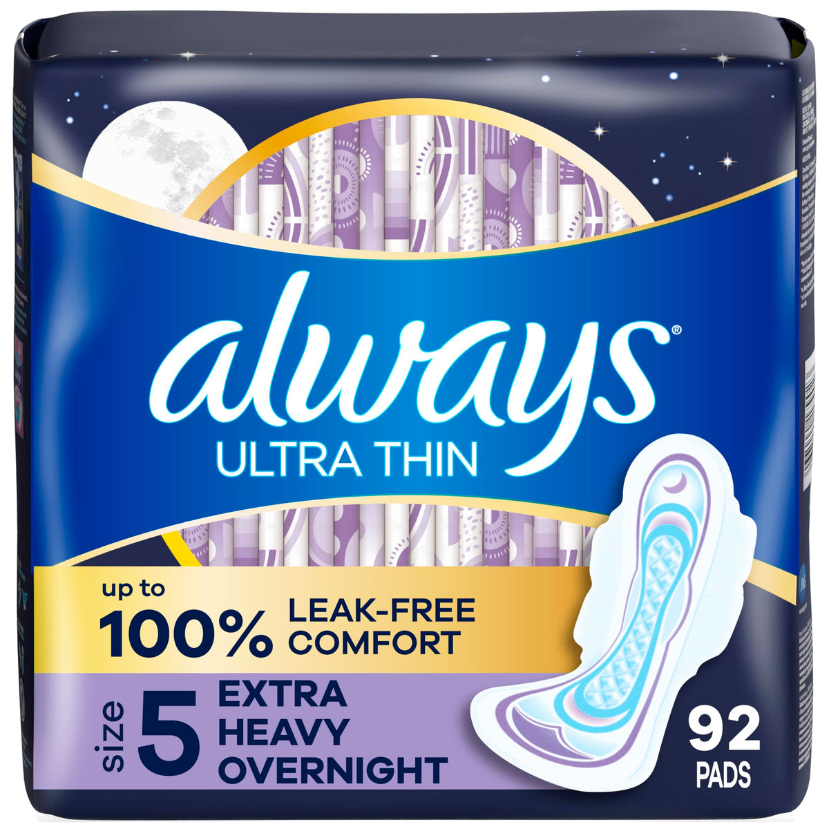 Buy now Always Maxi Overnight Pads with Wings for Women, Size 5, Extra Heavy Overnight Absorbency, Unscented, 36 Count at indiglob india