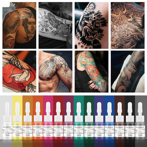 14 pcs Tattoo Ink Set 5ml Tattoo Professional Supply Black Color Set Tattoo Ink Red White Tattoo Ink Tattoo Pigment Set for Body Art Long Lasting - My Store