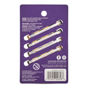 Goody Stay Tight Hair Barrettes, 4 Ct, Mock Tort, SlideProof Flat Clips, Comfortable & Versatile Styling Accessories for Women, Men, Boys & Girls, Clips for All Hair Types