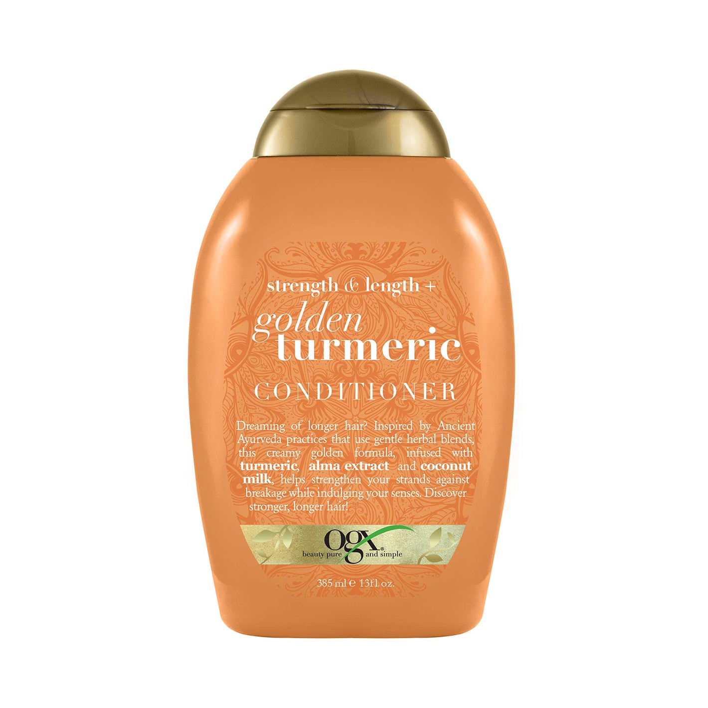 Buy now OGX Strength Length + Golden Turmeric Conditioner with Milk to Soothe Scalp Nourish Hair, Ayurveda SulfateFree Surfactants for Stronger Longer Hair, Coconut, 13 Fl Oz at indiglob india