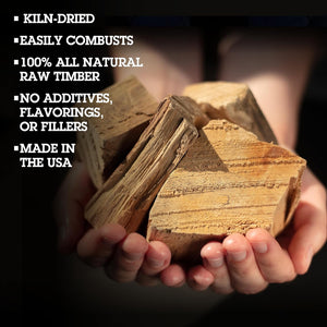 Camerons All Natural Hickory Wood Chunks for Smoking Meat - 420 Cu. In. Box, Approx 5 Pounds- Kiln Dried Large Cut BBQ Wood Chips for Smoker -Barbecue Chunks Smoker Accessories- Grilling Gifts for Men