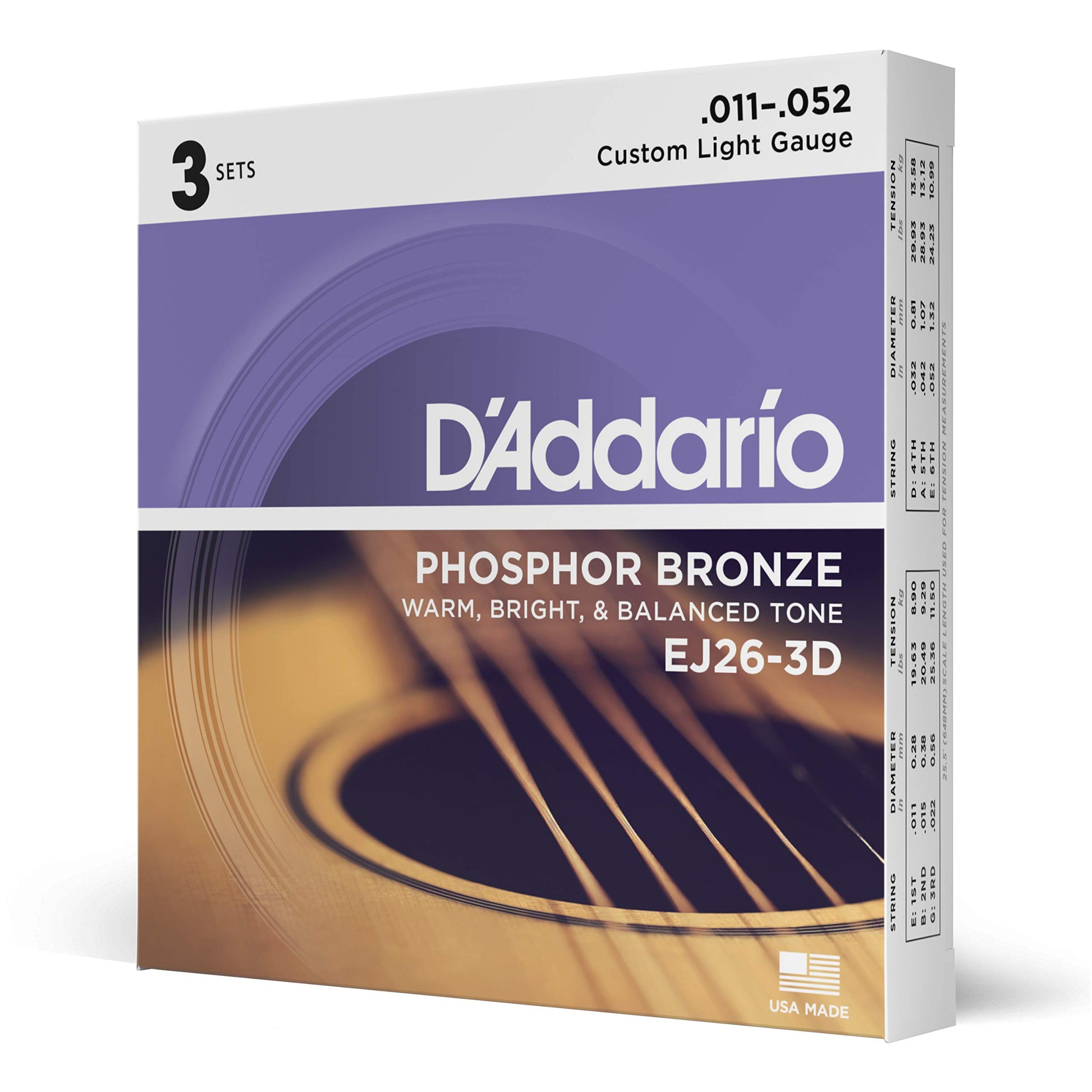 Buy now D'Addario Acoustic Guitar Strings, Phosphor Bronze, EJ42, Resophonic Medium Gauge 16-56, 6-String Set, Pack of 1 3-Pack Custom Light, 11-52 at indiglob india