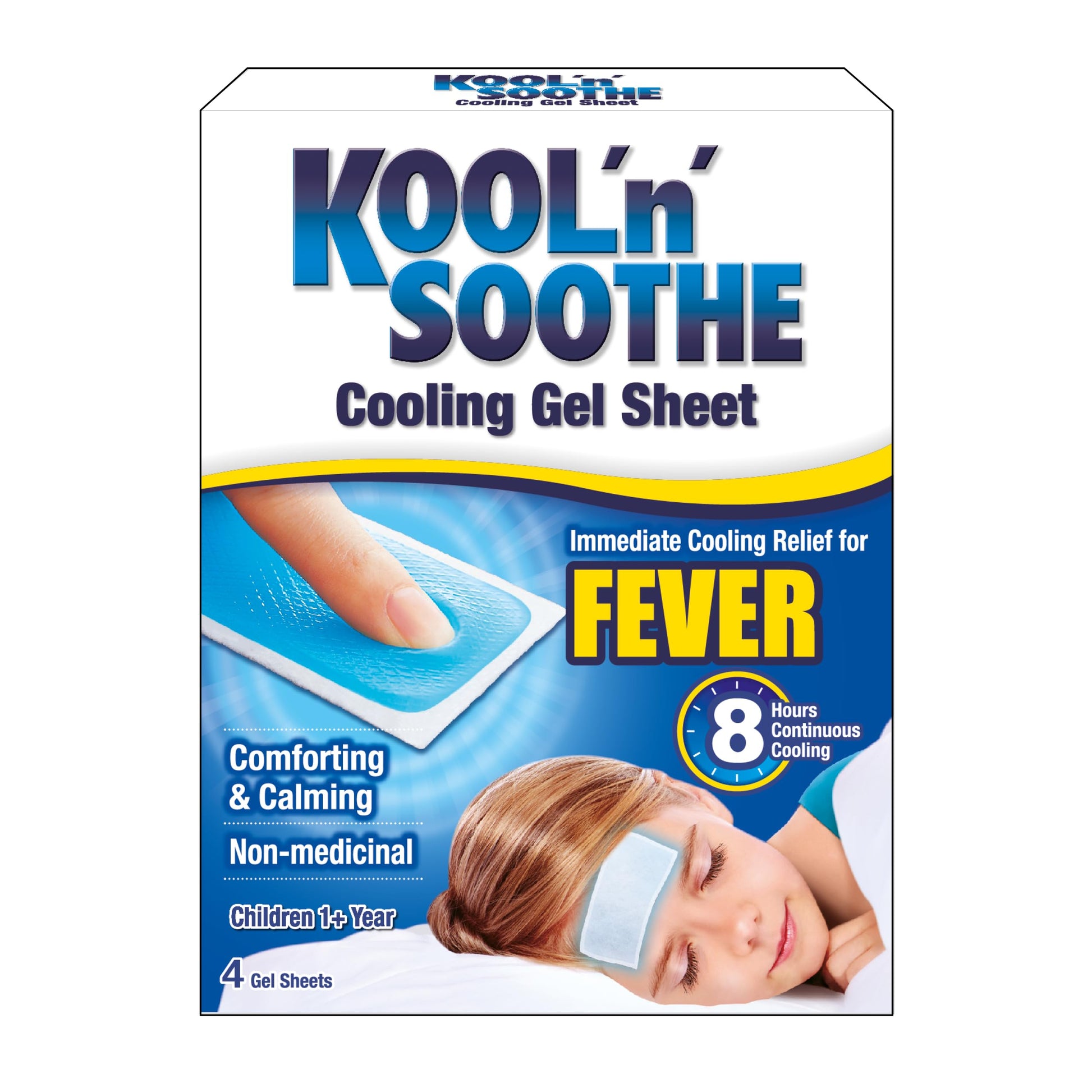 Buy now KOOL 'N' SOOTHE Fever Cooling Gel Sheets/ 4 Pack/Children 1+ Year/Immediate Cooling Relief for Fever at indiglob india