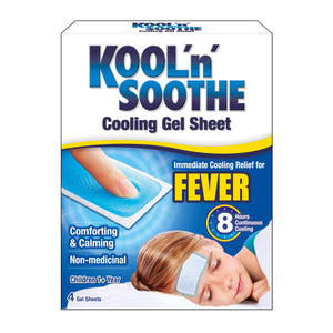 Buy now KOOL 'N' SOOTHE Fever Cooling Gel Sheets/ 4 Pack/Children 1+ Year/Immediate Cooling Relief for Fever at indiglob india