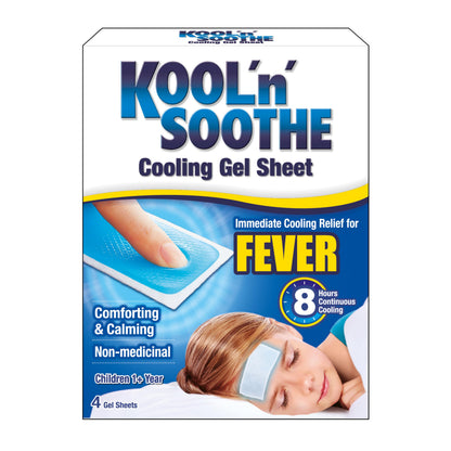 Buy now KOOL 'N' SOOTHE Fever Cooling Gel Sheets/ 4 Pack/Children 1+ Year/Immediate Cooling Relief for Fever at indiglob india