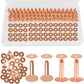 JUNESunShine 84Pcs, Copper Rivets and Burrs, #9 and #12 Burrs Setter, Leather Rivets Fastener Install Setting Tool with 4mm Leather Hole Punch Cutter for Belts Wallets Collars Leather Working Supplies