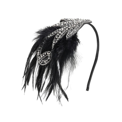 BABEYOND 1920s Flapper Headband Accessories Roaring 20s Feather Hair Band Vintage Gatsby Party Accessories (Silver)