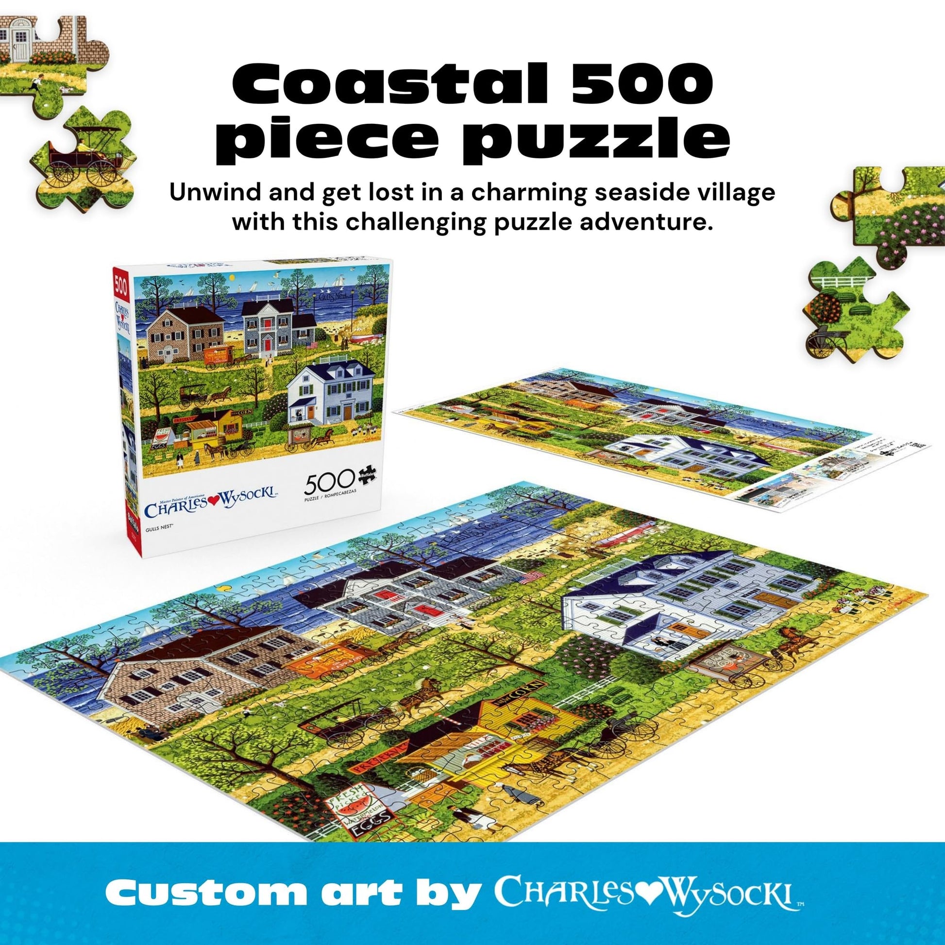 Buy now Buffalo Games - Charles Wysocki Gulls Nest 500 Piece Jigsaw for Adults at indiglob india
