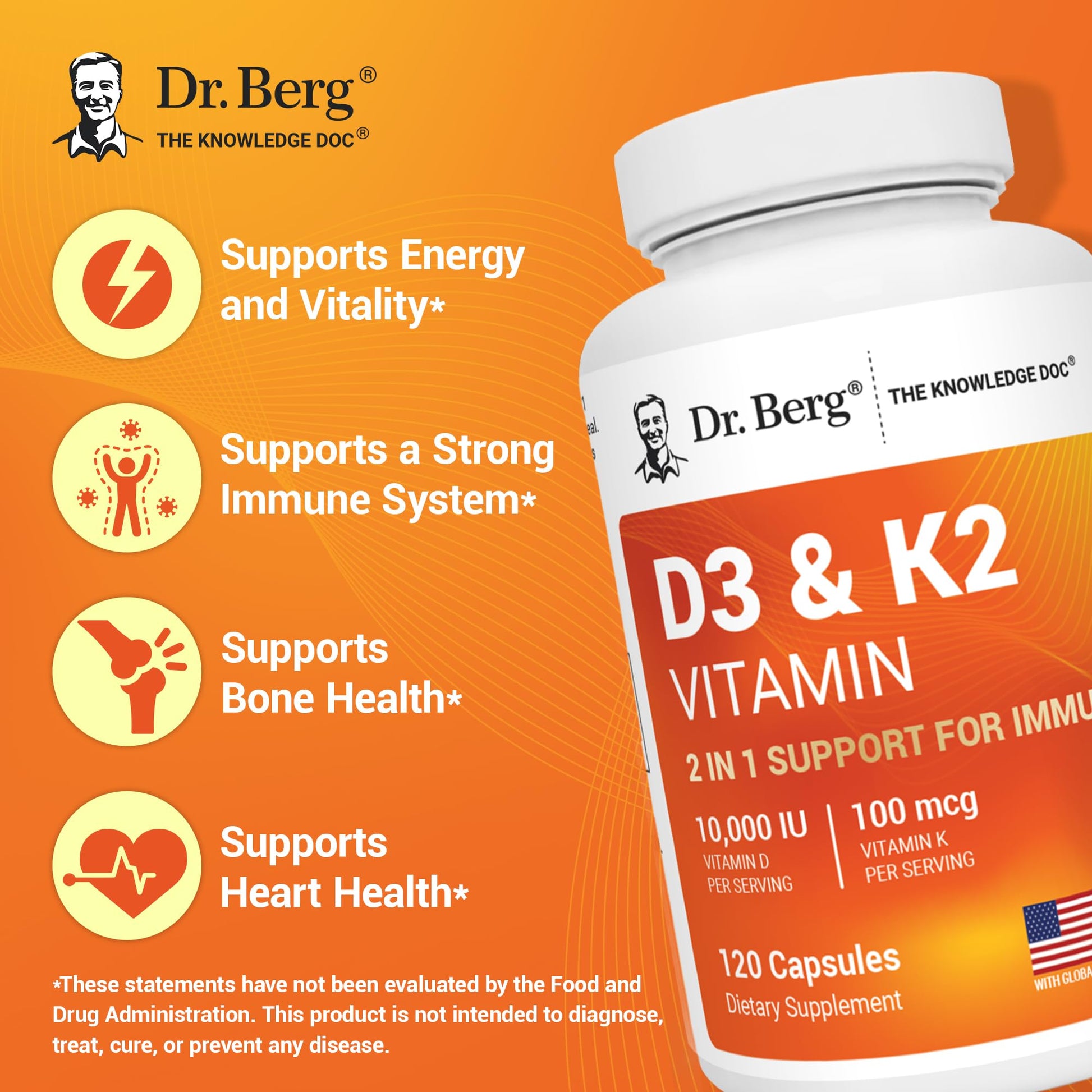 Buy now Dr. Berg Vitamin D3 & K2 10,000 IU + MK-7 – 120 Capsules – Immune, Bone & Heart Support* Supplement w/Magnesium, Zinc, B6 – 4X Lab-Tested – No Fillers – Non-GMO, cGMP, Formulated in USA at indiglob india