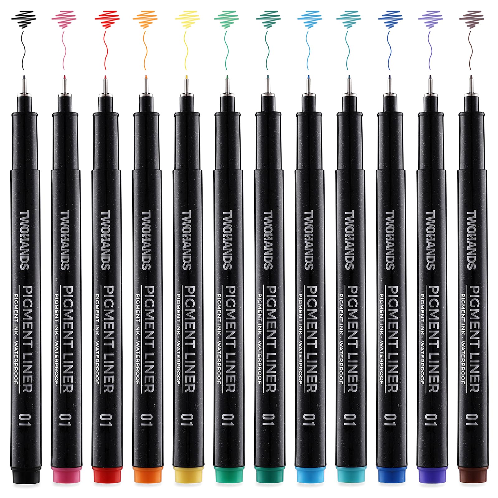 Buy now TWOHANDS Art Pens,Fineliner Ink Pens,Set of 12 Technical Drawing pen,Pigment Pen,Fine Point,Black,Waterproof,for Art Watercolor,Sketching,Anime,Manga, 902188 Multicolor 12 at indiglob india