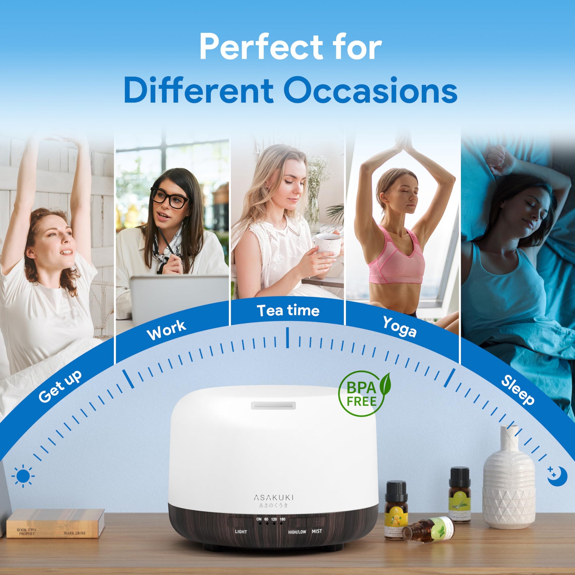 Buy now ASAKUKI Essential Oil Diffuser 500ml, Ultrasonic Aromatherapy Humidifier with Remote Control, 7 LED Colors, Timer & Auto-Off, Large Room Diffuser (Dark Brown) at indiglob india