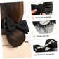 Beaupretty 2 Pieces Hair Snood Net Barrette Mesh Clip Elastic Butterfly Bun Bow Headdress for Lady Women Dance Office (Black)
