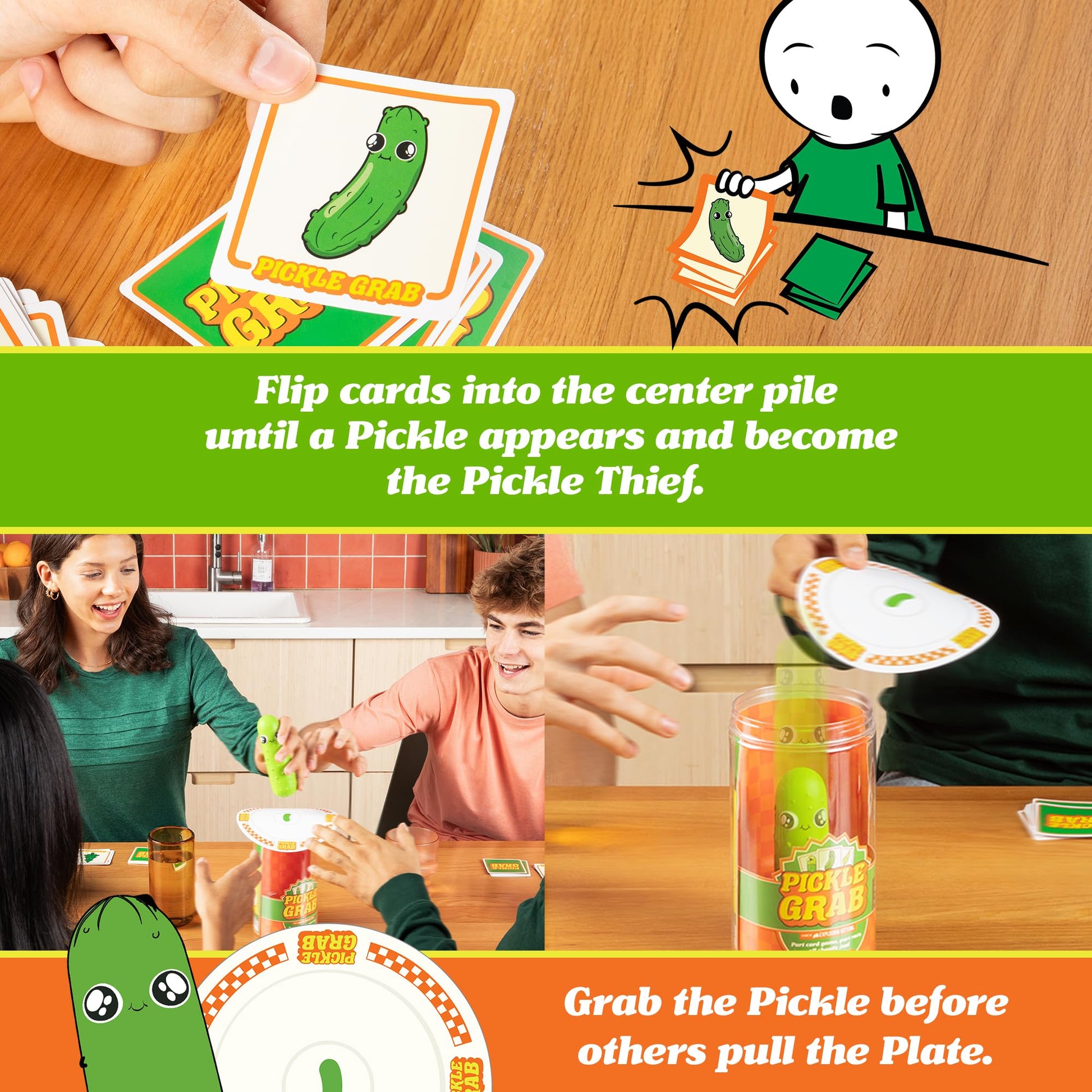 Buy now Exploding Kittens Presents, Pickle Grab - A Speed Grabbing Card Game - 2-6 Players - 15 Minutes to Play - Family Game Night - Fun for Kids, Teens, Adults, and Families at indiglob india