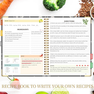 Recipe Book to Write in Your Own Recipes, Blank Cookbook with 175 Pages for Family Cooking Lover, Recipe Notebook with Tab Sticker Sheets, Recipe Journal, Hardcover, 7.5" x 9.5"