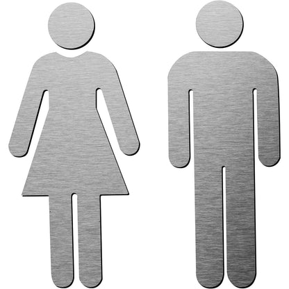 Brushed Aluminum Men's and Women's Bathroom Sign Figure Set - Men and Women Modern Restroom Sign - Bathroom Door Signs - Restroom Signs for Business - Bathroom Signage