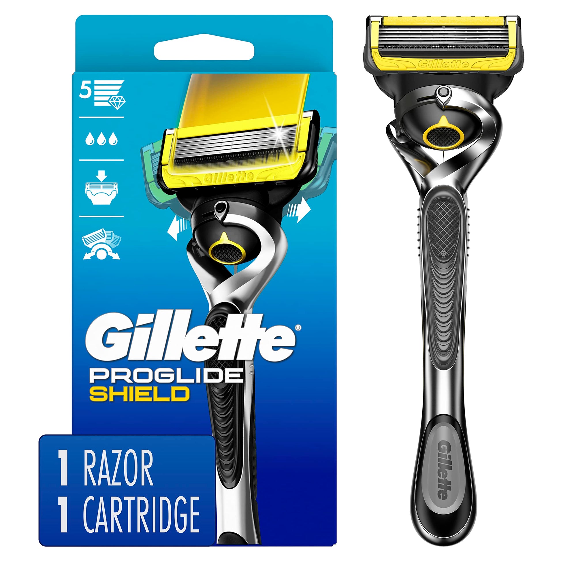 Buy now Gillette ProGlide Shield Razor for Men, Handle + 2 Blade Refills at indiglob india