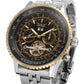 FORSINING Men's Self Winding Waterproof Automatic Stainless Steel Skeleton Tourbillon Calendar Wrist Watch
